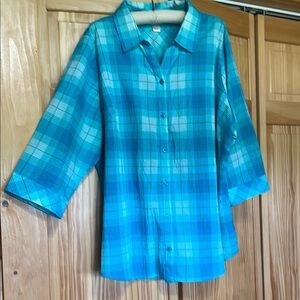 Green Plaid Button-Up Shirt